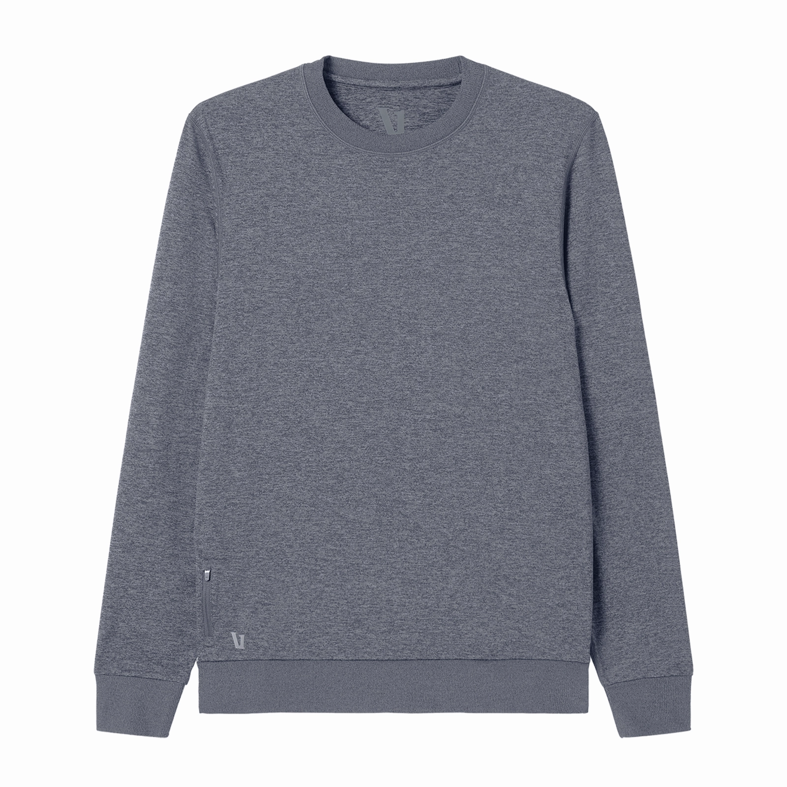 Vuori Ponto Performance Long Sleeve Crew (Men) - Flint Heather VentilatedMesh