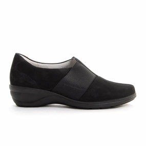 High-Low-Hem Waldlaufer Fame 305502 Slip On (Women) - Black Suede