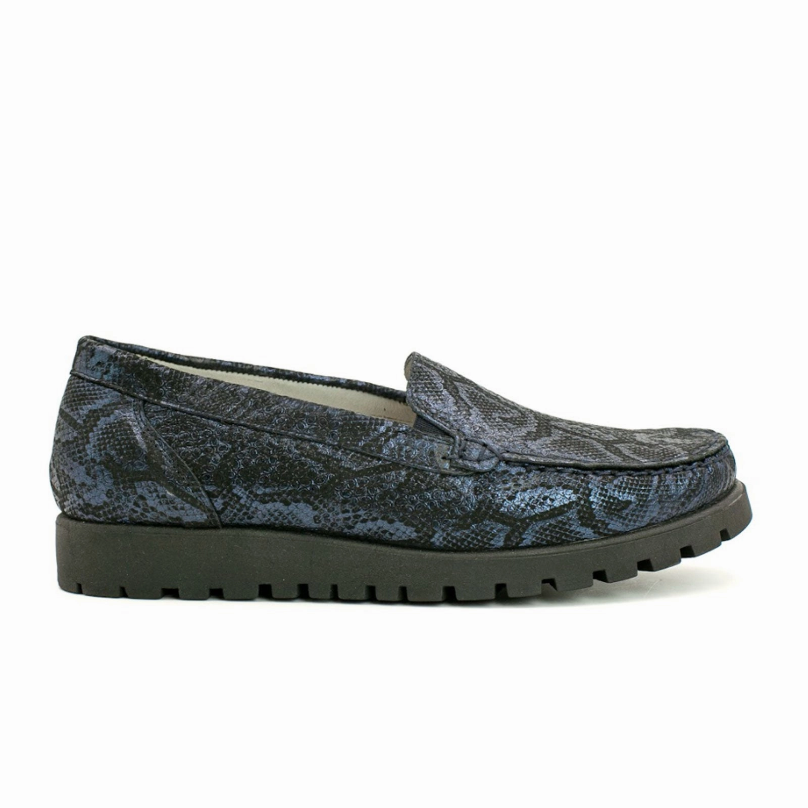 Waldlaufer Hegli 549001 Slip On Loafer (Women) - Blue Snake Weekend Casual ConvertibleNeckline