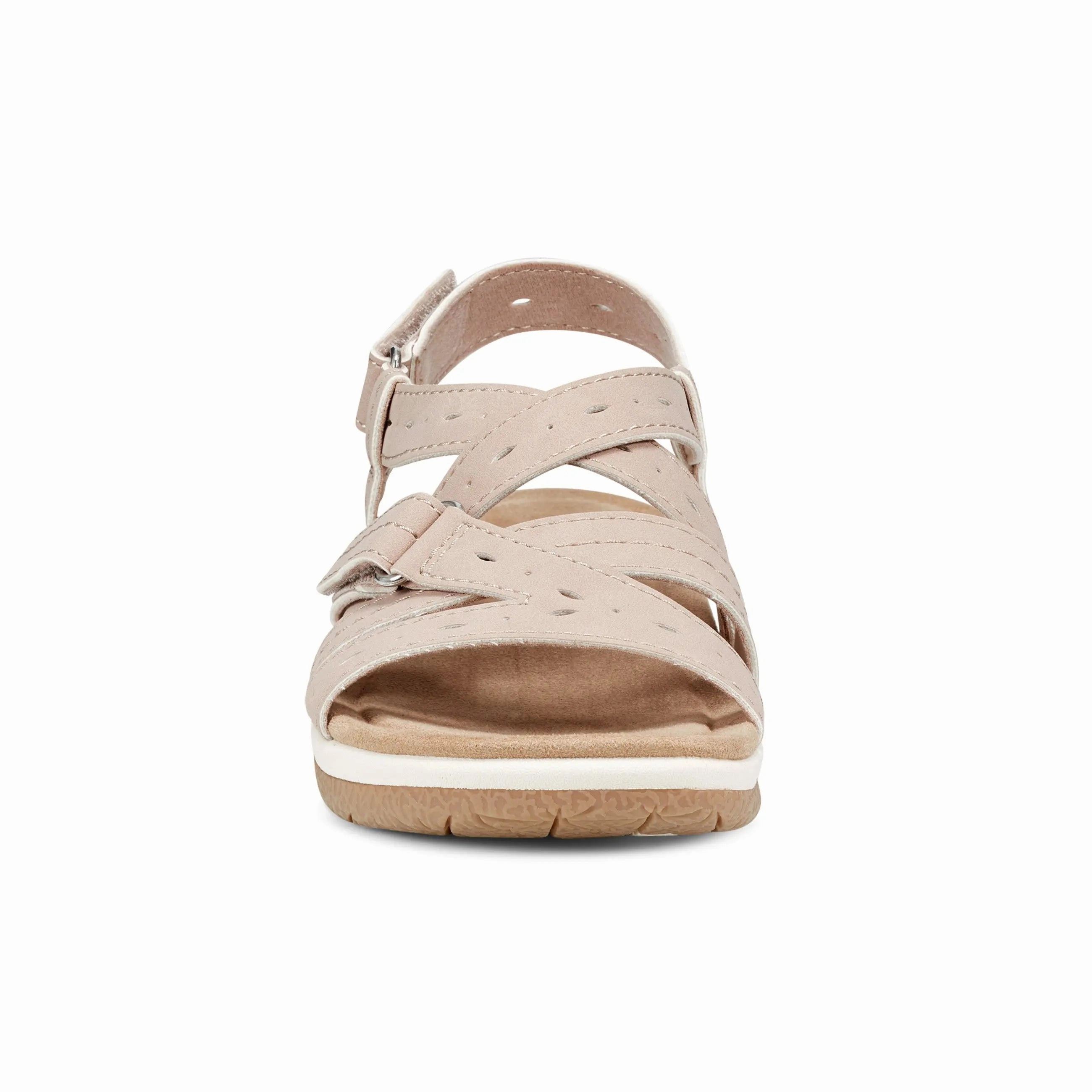 Samsin Round Toe Strappy Casual Flat Sandals narrow-fit widest