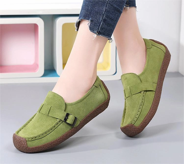 Women Comfort Casual Leather Flat Shoes Short - distance