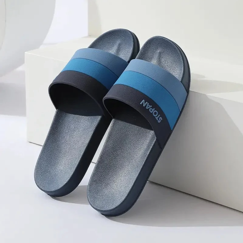 Striped Non Slip Quick-drying Slippers Soft Sole for Men Women Comfortable Shoes Indoor Outdoor Beach Shower Bathroom Slippers All-Day Durability