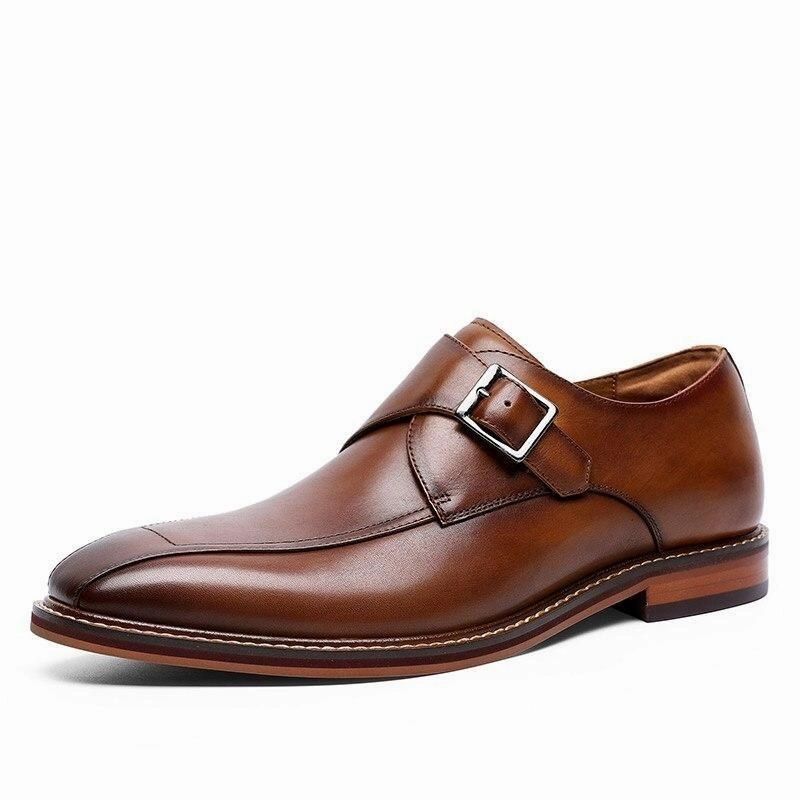 Modern touches Minimalist elements West Louis? Elastic Genuine Leather Elegant Shoes With Buckle