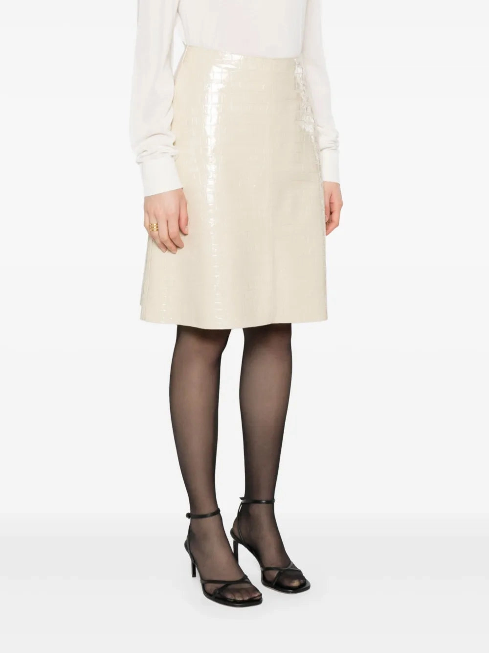 Croco-embossed Skirt in Oyster TaglessCollar AntimicrobialCoating