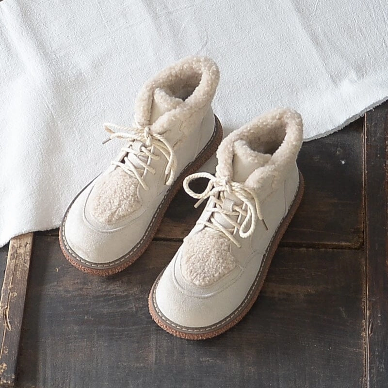 Breathable Insole Cover Winter Warm Fleece Lining Lace Up Casual Boots
