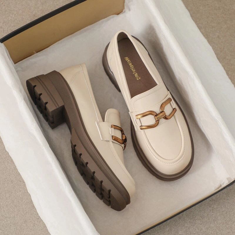 Women Autumn Casual Retro Low Heel Loafers simple design budget-friendly