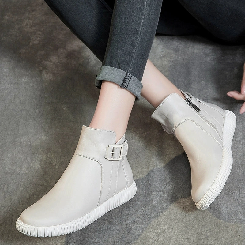 elegant user Women Autumn Genuine Leather Casual Versatile Soft Sole Boots