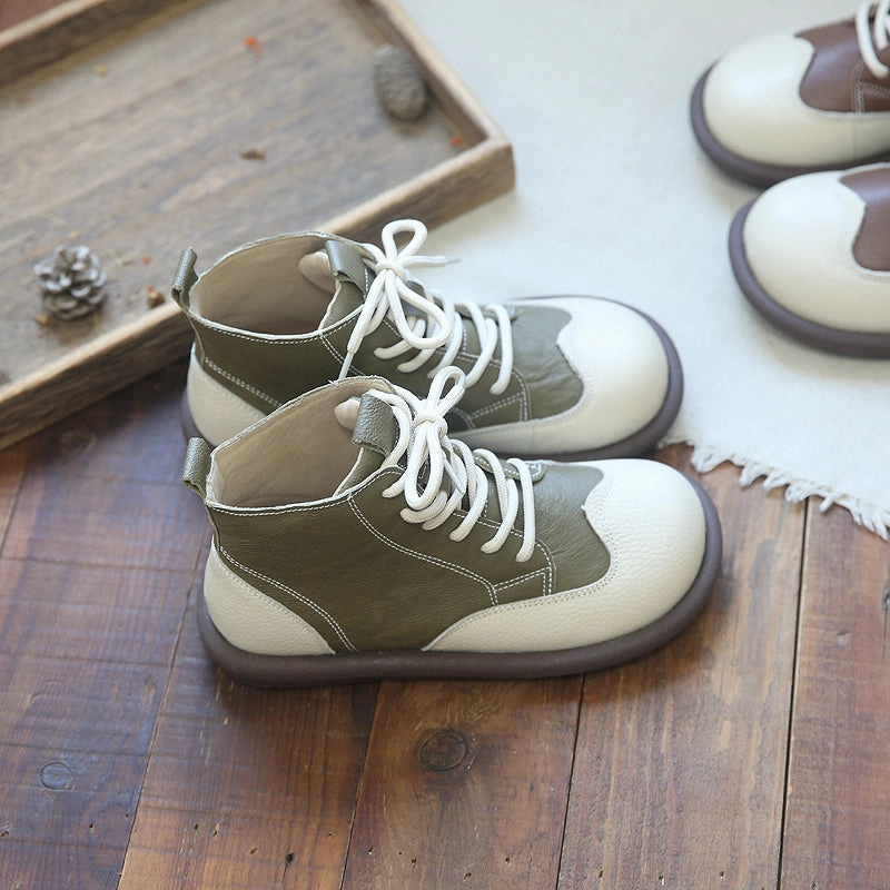 Reliable stability Women Autumn Leather Casual Flat Ankle Boots