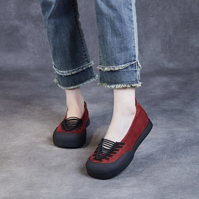 Women Braided Lace Handmade Leather Slip- On Flats crucial