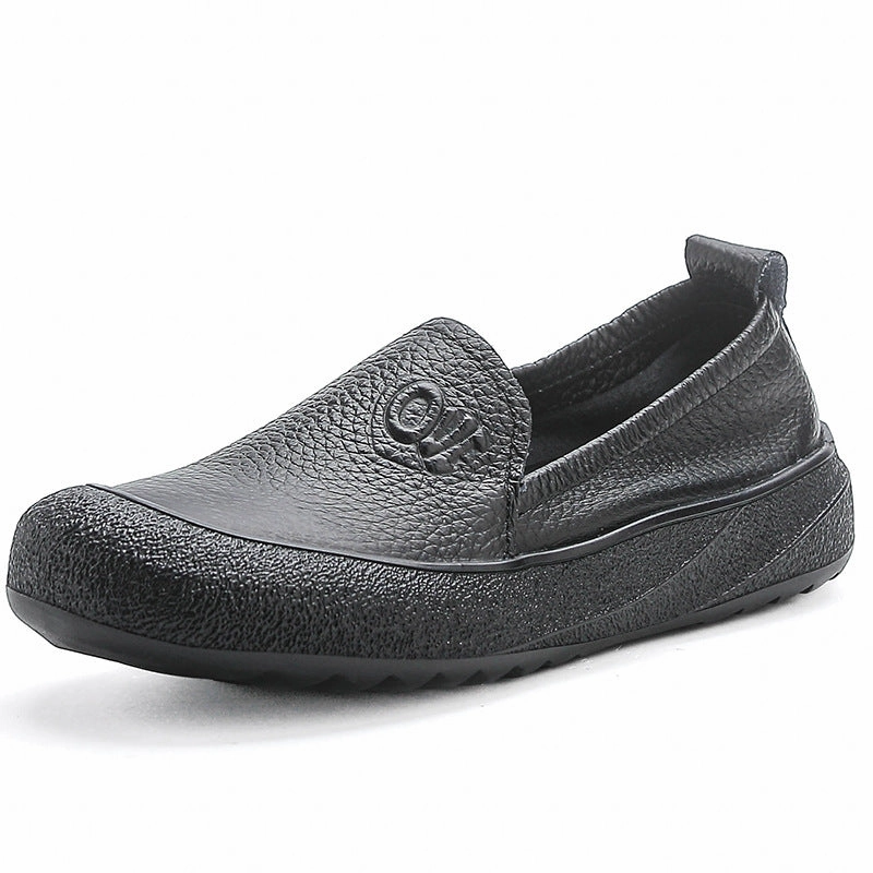 Women Casual Genuine Leather Everyday Slip-Ons Flats Shoes Abrasion Dispersing Texure