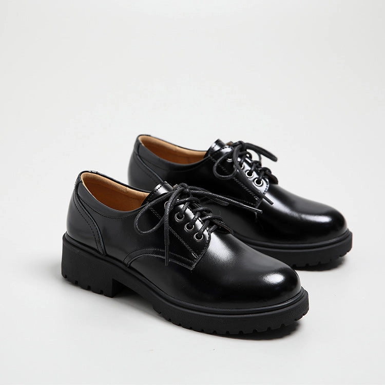 Women Classic Retro Lace-Up Business Casual Leather Shoes Everyday