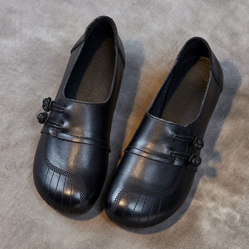 custom-fit Breathable Design Women Comfortable Retro Slip Ons Black Casual Shoes