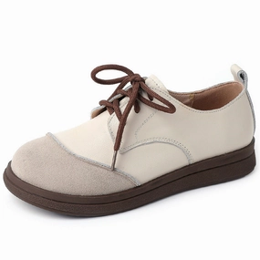 least yoga Women Commuting Suede Patchwork Casual Leather Shoes