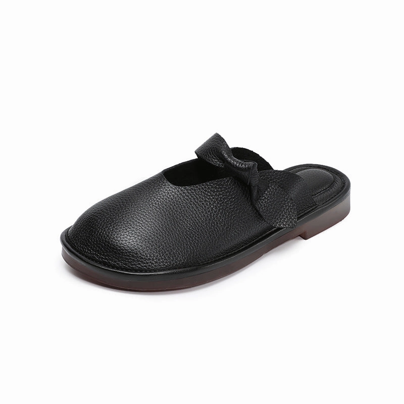 Women Fashionable Leather Closed Toe One Straped Flats Moisture Wicking Liner All-around durability
