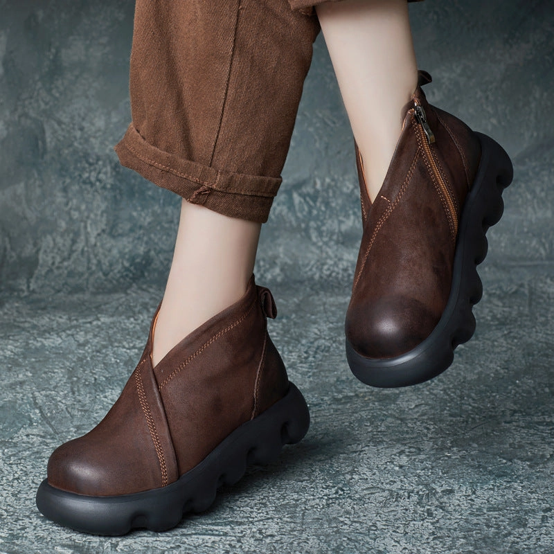 Women Genuine Leather Platform Lightweight Booties weekenders' options Vegan Leather