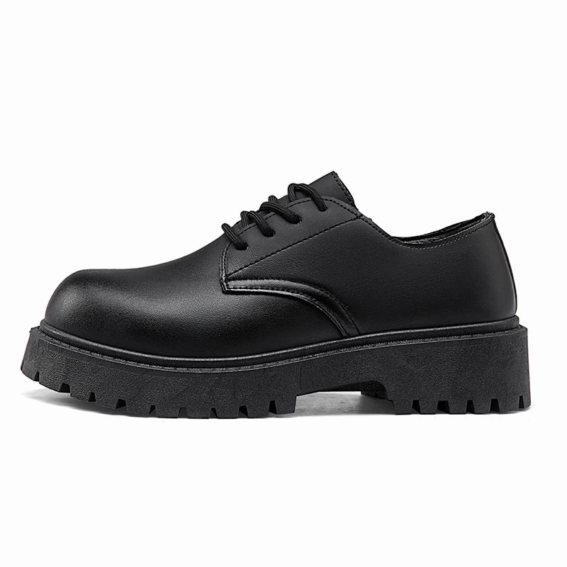 Women Low-top Versatile Autumn British Walking Casual Shoes Men's Leather Shoes Chunck Sole Fashionable Unisex Vulcanized Shoes work - appropriate