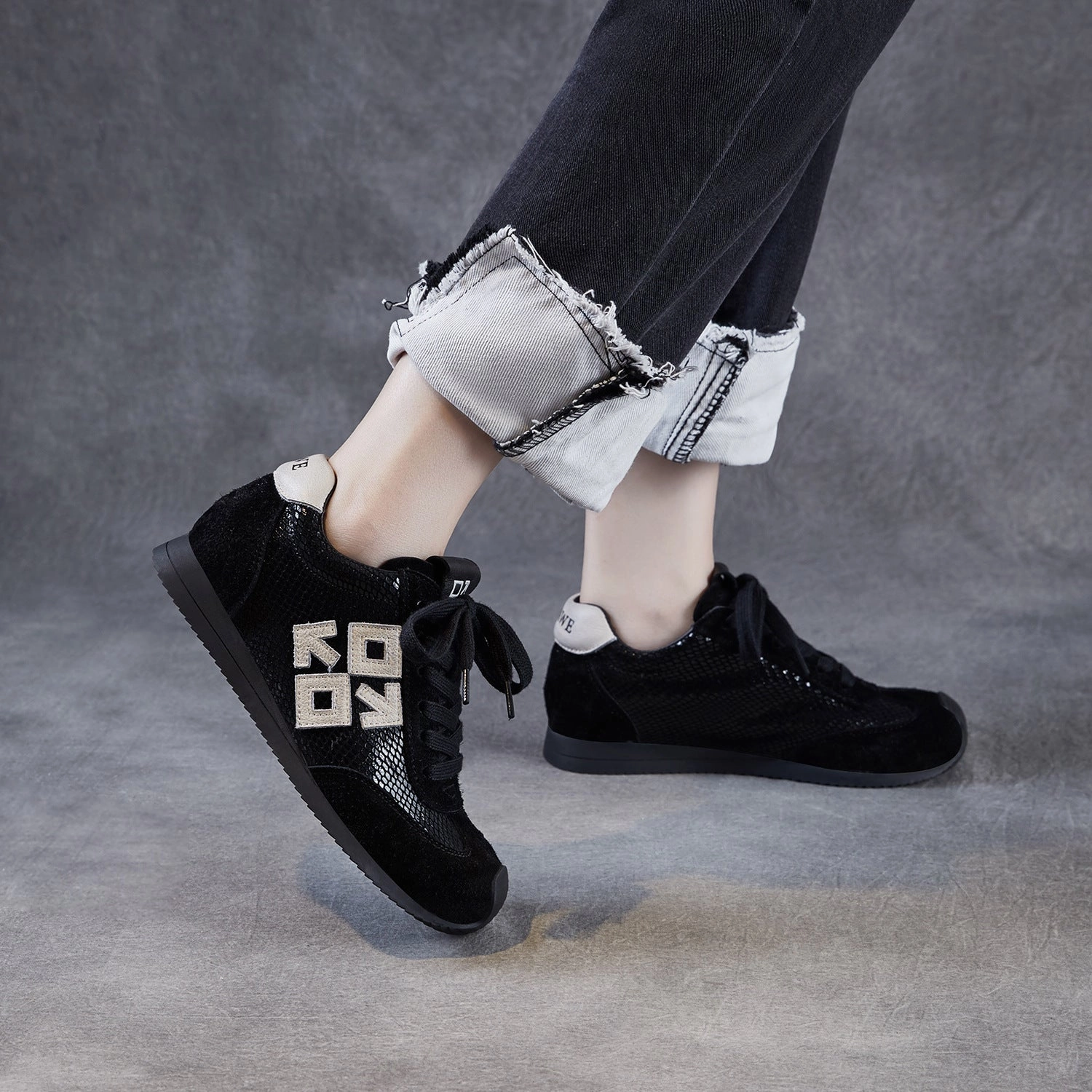 birthday Women Retro Genuine Leather Casual Mesh Sports Sneakers