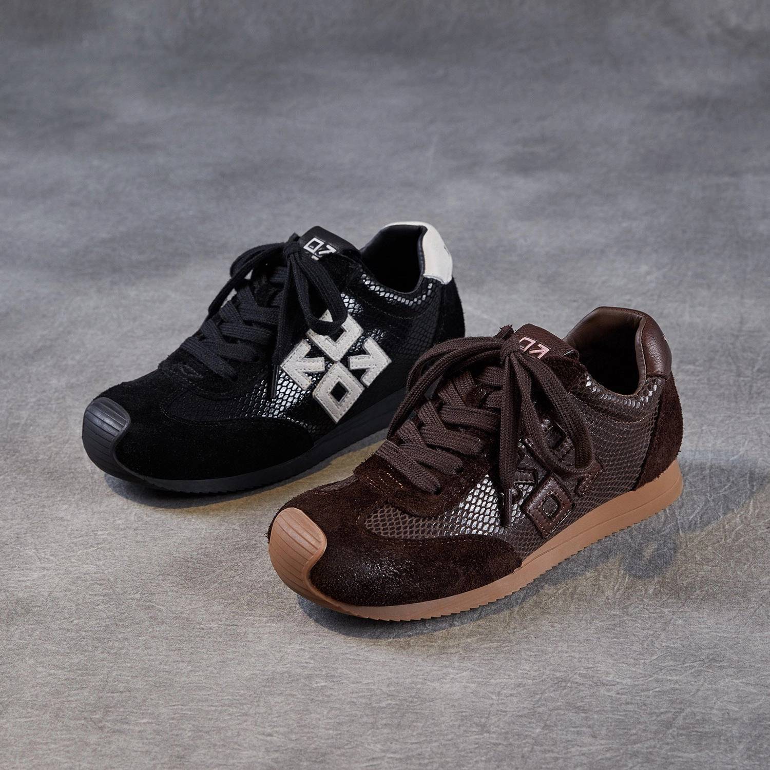 Mobility Women Retro Genuine Leather Casual Mesh Sports Sneakers