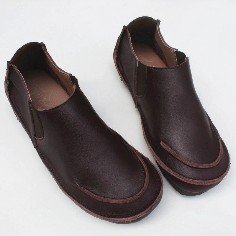 Women Retro Genuine Leather Soft Flat Sole Slip-On Shoes Anti Static Materials least party