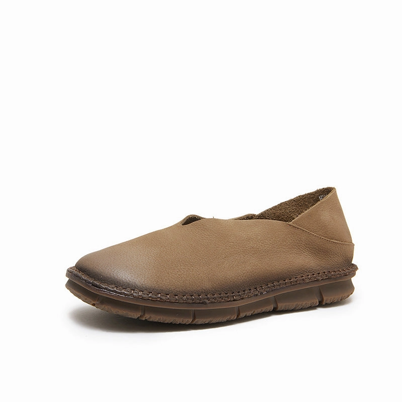 skaters - specific features Women Retro Handmade Genuine Leather Soft Sole Slip-Ons