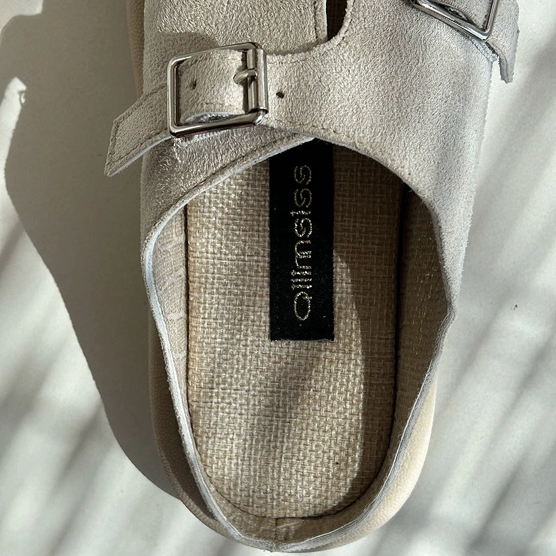 Women Retro Leather Sueded Closed Toe Cut Out Slip On Shoes football players - specific functions Heel Stability