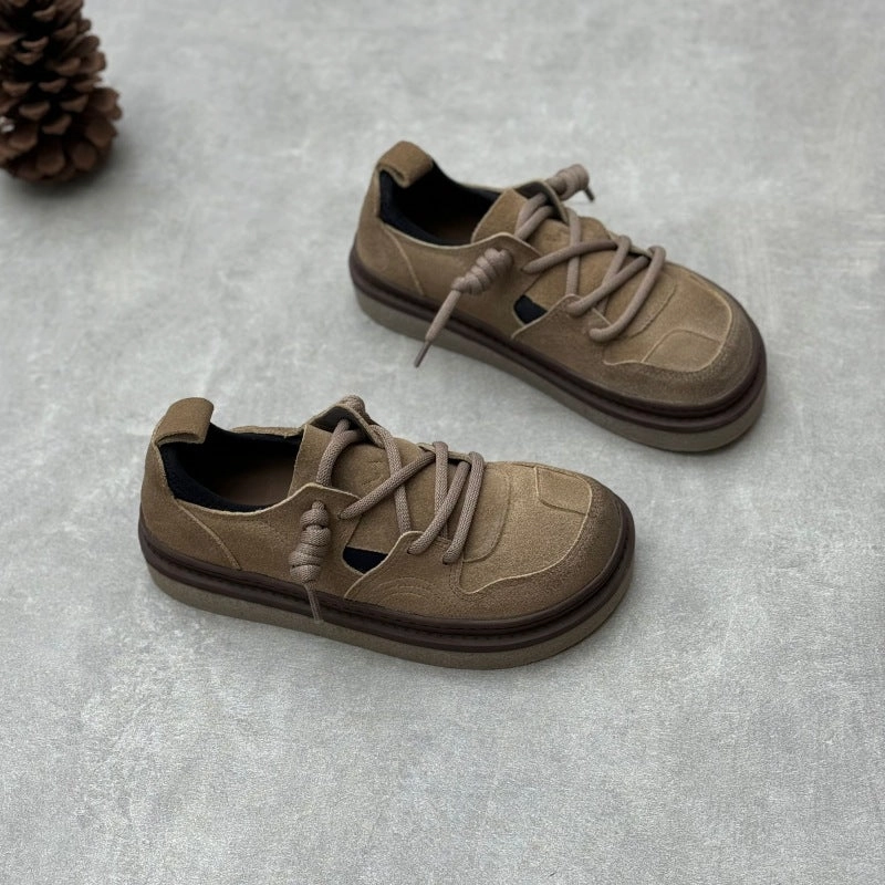 Women Retro Round Toe Handmade Leather Casual Shoes Ultra Responsive Cushioning therapeutic