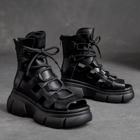 Blister Prevention Padding Women Retro Round Toe Platform Casual Boots