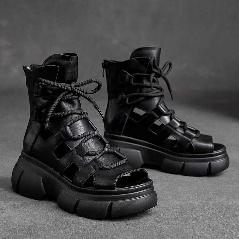 Blister Prevention Padding Women Retro Round Toe Platform Casual Boots