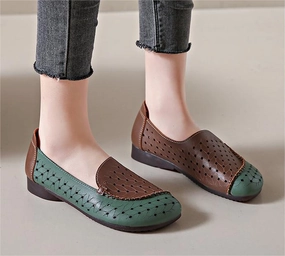 Women Retro Soft Sole Breathable Hollow Slip-Ons Tensile Reinforcement Indoor Comfort