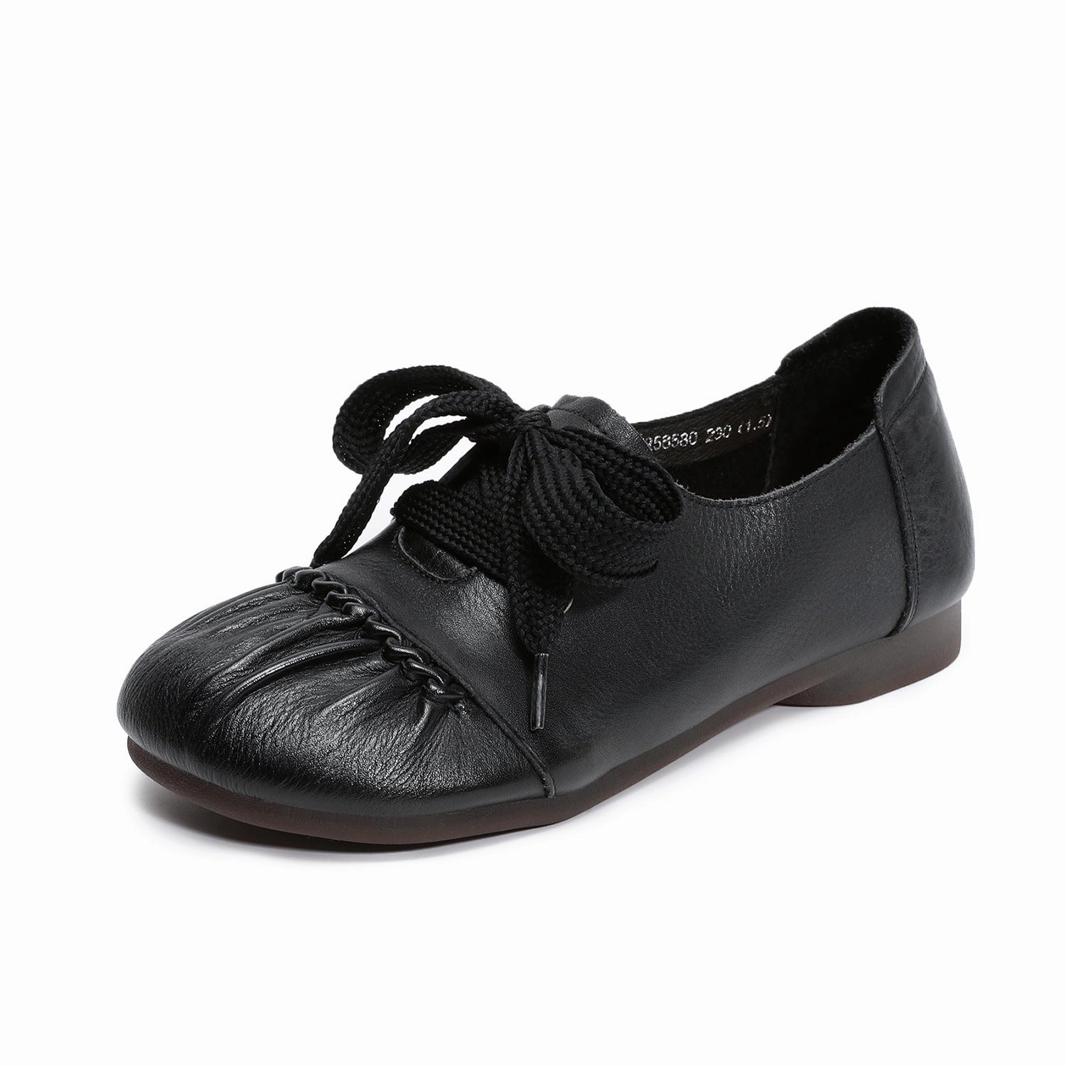 Women Retro Top Leather Closed Toe Lace-Up Flat Shoes Energy Return System