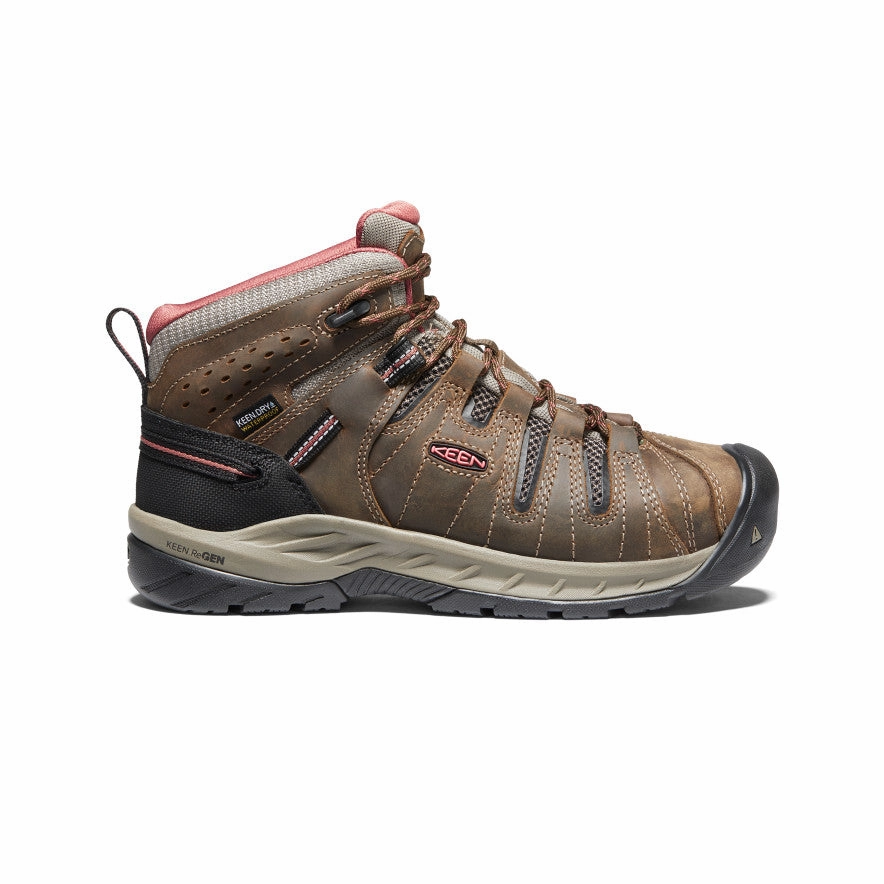 Traction Grip Shoes Women's Flint II Waterproof Boot (Soft Toe)  |  Cascade Brown/Brick Dust