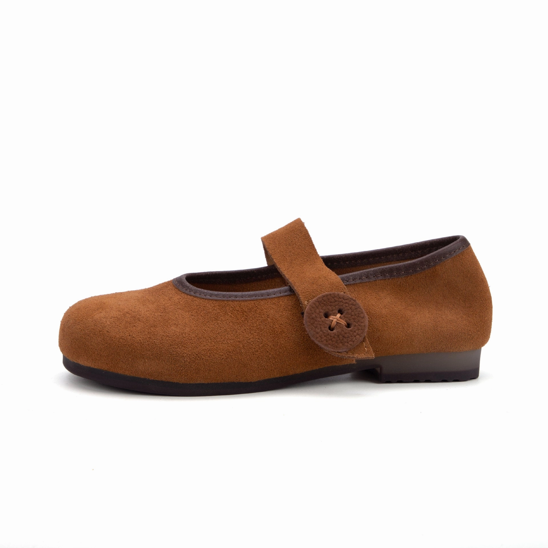 wedge suitable for amateurs Women??s Genuine Leather Mary Jane Flats With One-Strap Buckle