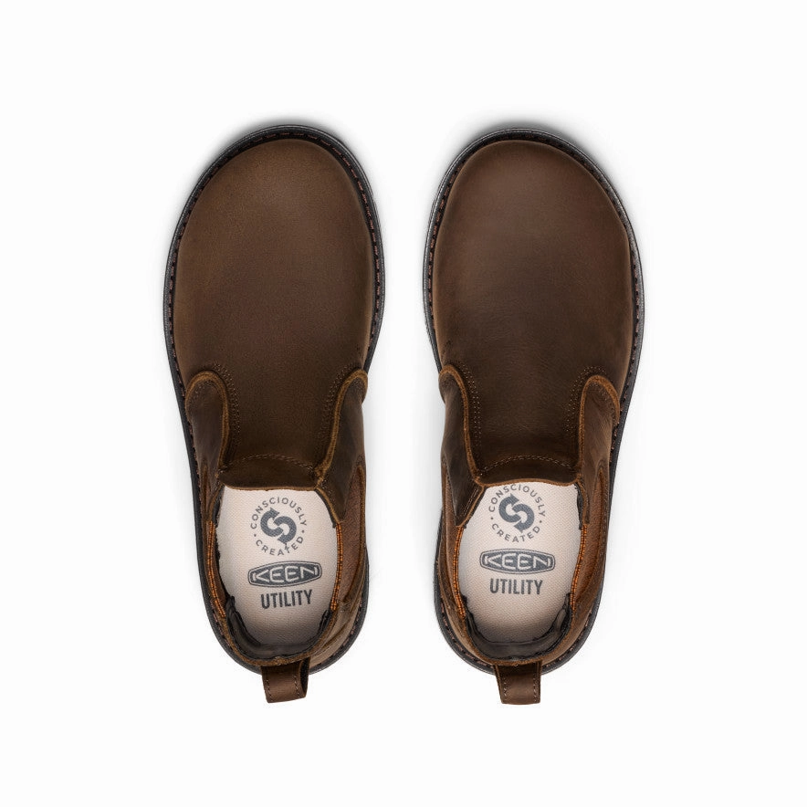 On The Go Shoes Women's San Jose Chelsea 90?? Heel Boot (Aluminum Toe)  |  Cascade Brown/Black