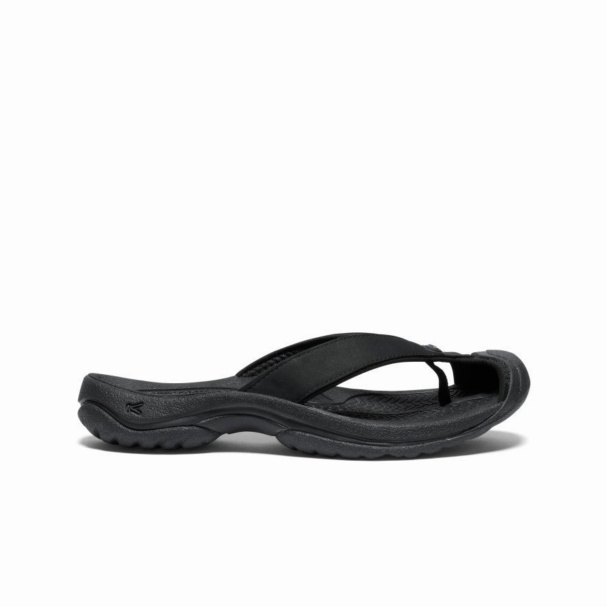 Microfiber finish Women's Waimea Leather Flip-Flop  |  Black/Black