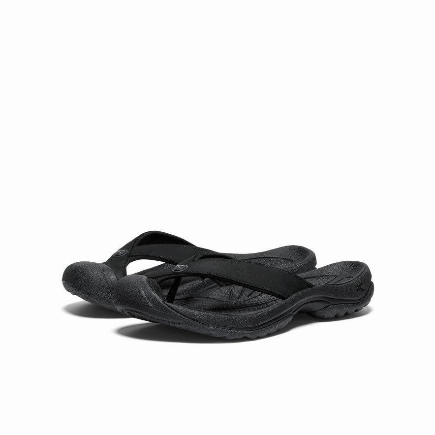 Women's Waimea Leather Flip-Flop  |  Black/Black Simple Movement
