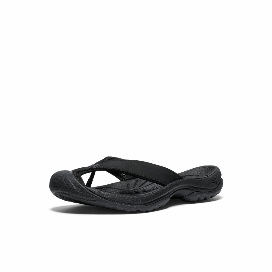 Walk Fit Women's Waimea Leather Flip-Flop  |  Black/Black