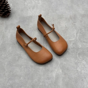Women Spring Minimalist Soft Sole Leather One-Strap Flats Outstanding
