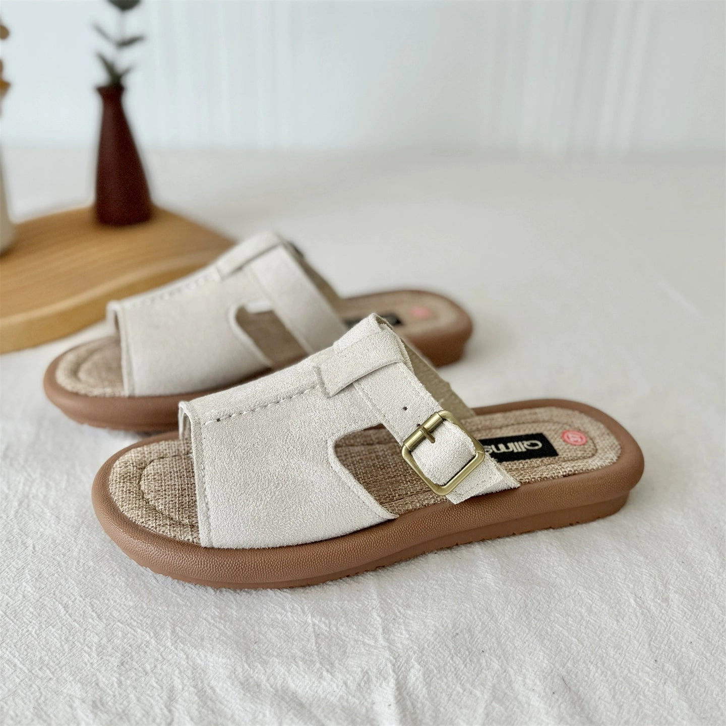 Women Summer Casual Linen Breathable Sueded Open Toe Slippers foremost winter - style