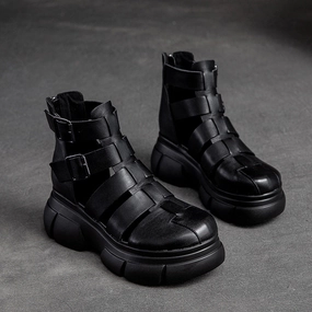 adventurers' requirements Durable piece Women Summer Casual Platform Leather Sandal Boots