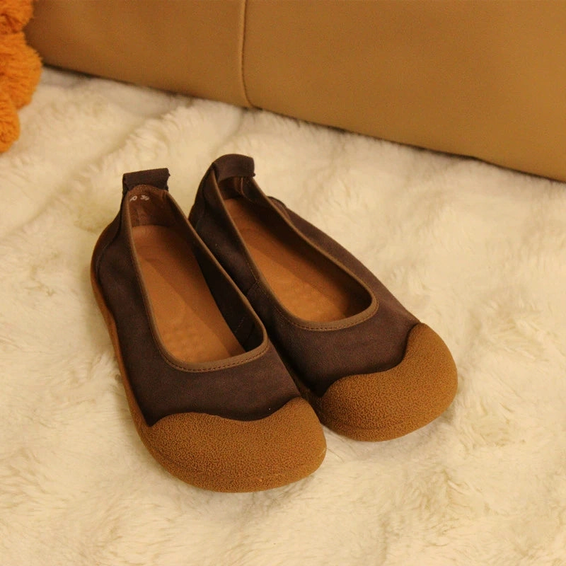 Noise Reducing Sole Women Summer Casual Shallow Mouth Genuine Leather Soft Sole Flats