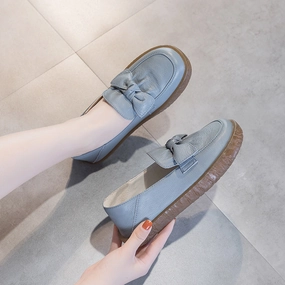Rubber Sole Glam traction Women Summer Leather Casual Slip On Loafer