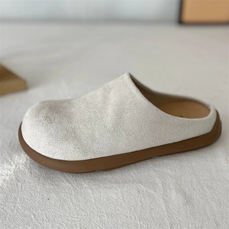 Women Summer Soft Sole Closed-Toe Half-Slip Birkenstock Flats Grippy Tread Pattern