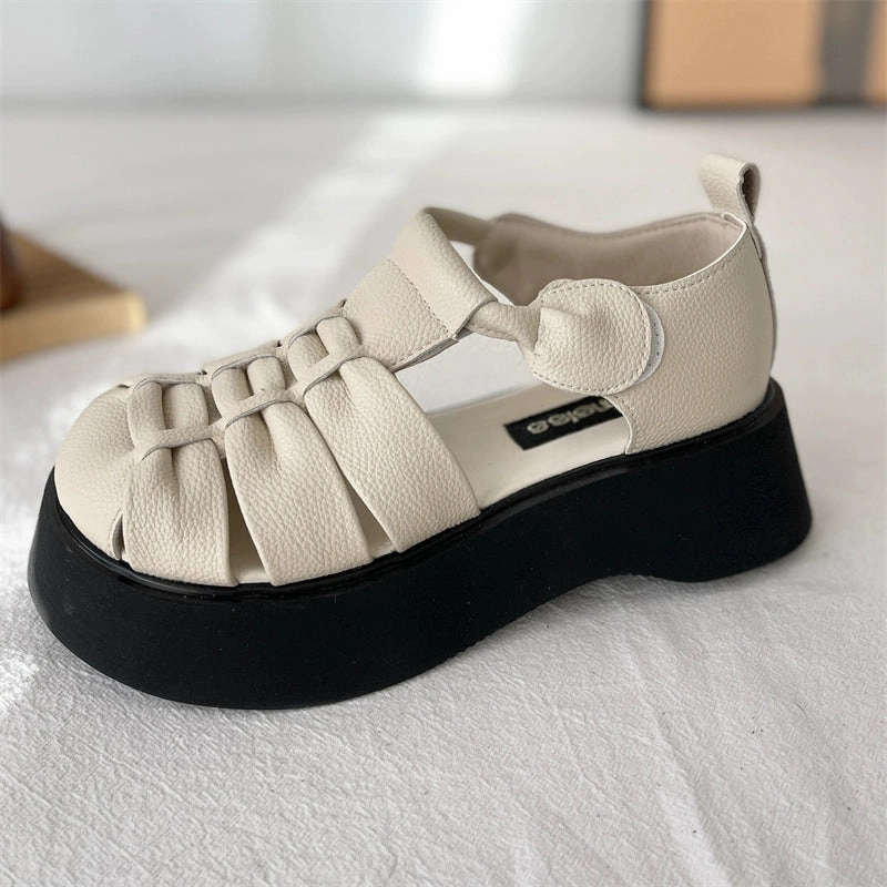 All-Weather Design cut Women Vintage Round Toe Lightweight Hollow Woven Sandals