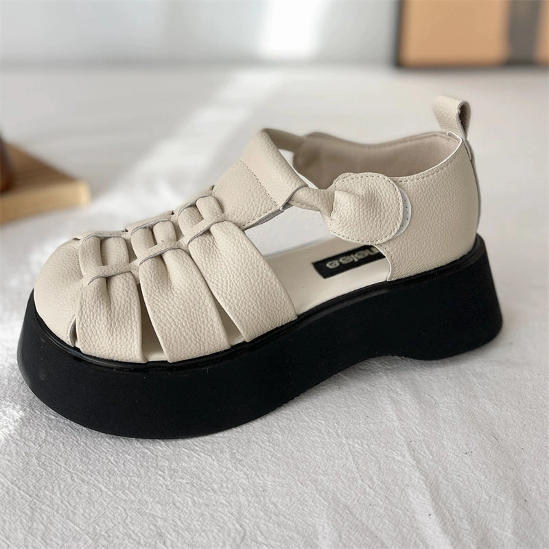 All-Weather Comfort Women Vintage Round Toe Lightweight Hollow Woven Sandals