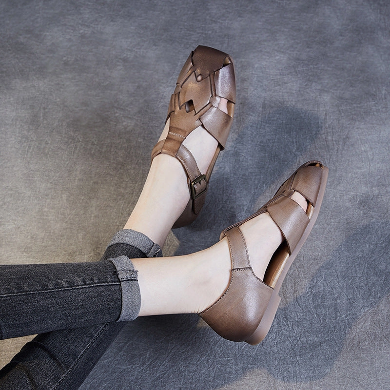 Scarce Women Vintage Woven Leather Sandals