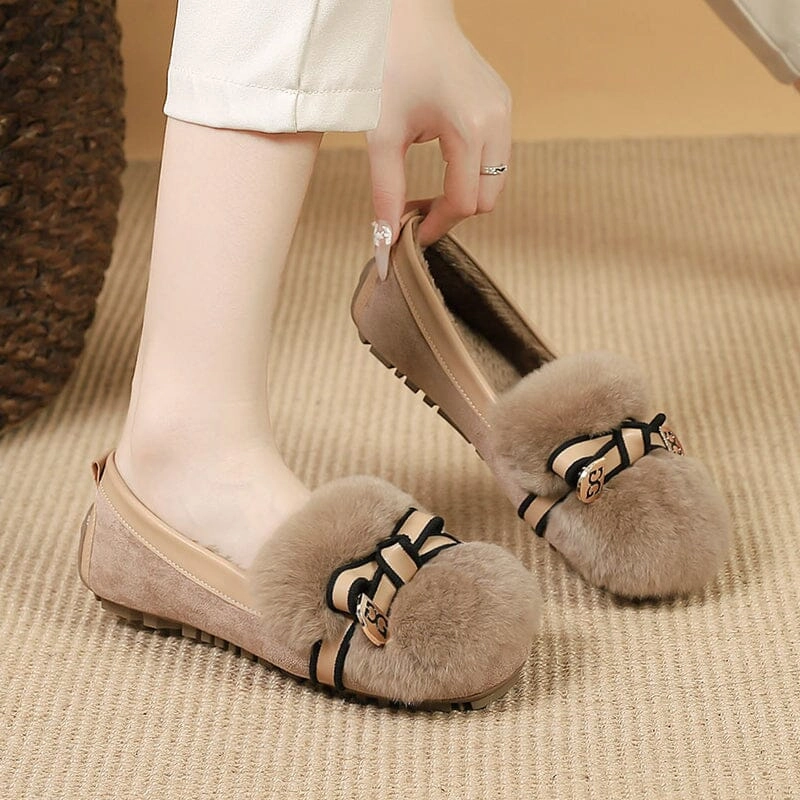 Women Winter Soft Furred Flat Causal Shoes synthetic - type Non Irritating Seams