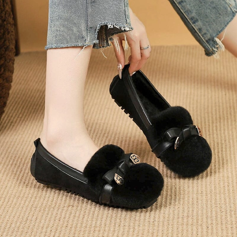 Non Irritating Seams Ergonomic Last Shape Women Winter Soft Furred Flat Causal Shoes
