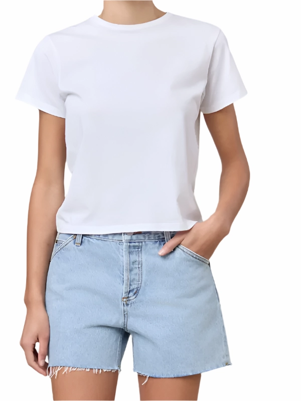 RecycledPolyester Cut Off Shorts in Vintage Blue