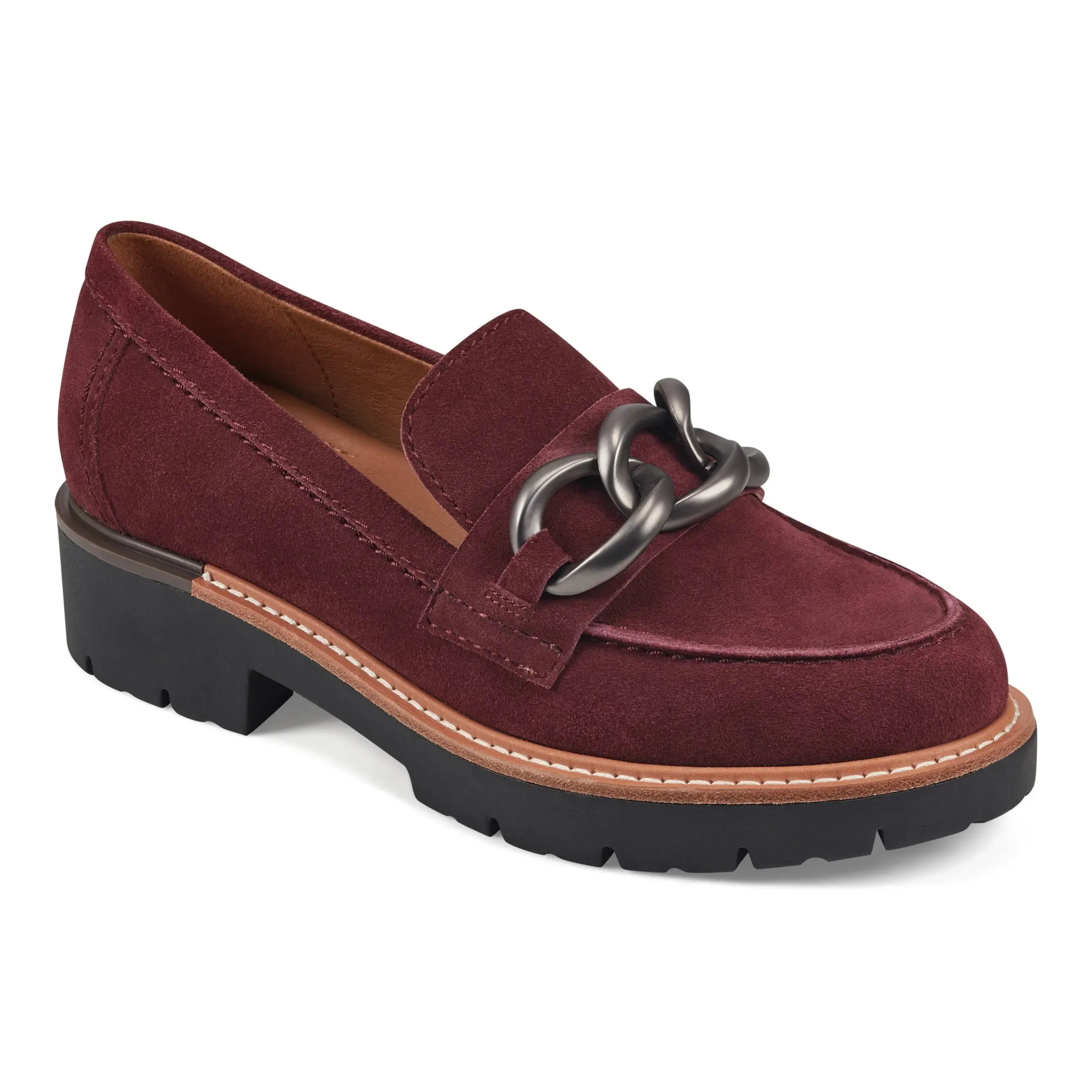 Zalor Round Toe Lug Sole Casual Slip-on Loafers indoor shoes