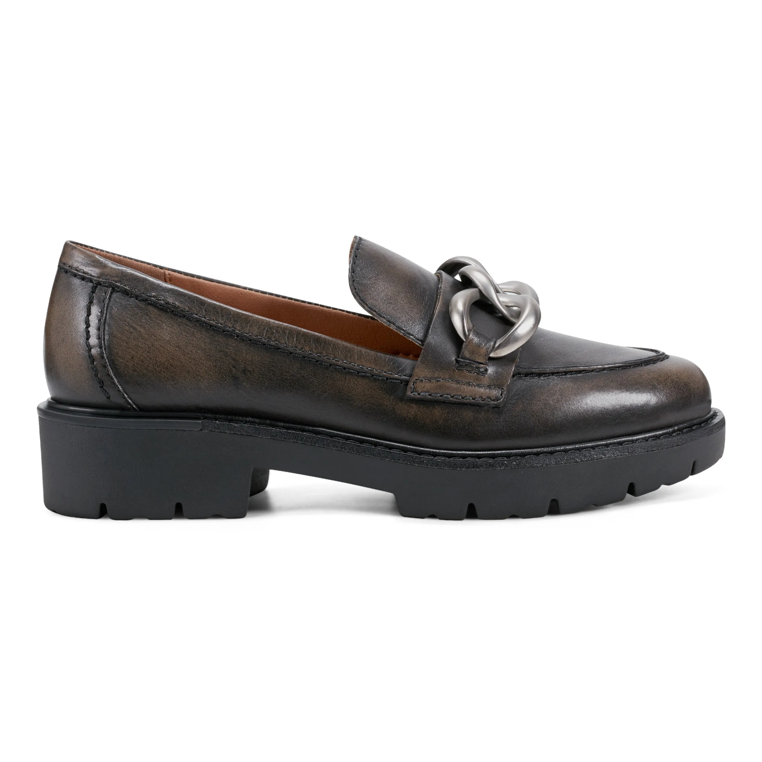 All-Day Cushioning Rigidity Control Zalor Round Toe Lug Sole Casual Slip-on Loafers